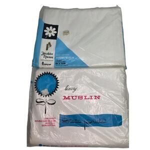 Vintage Muslin Flat Sheets Full Double 81x108 White Cotton State Pride